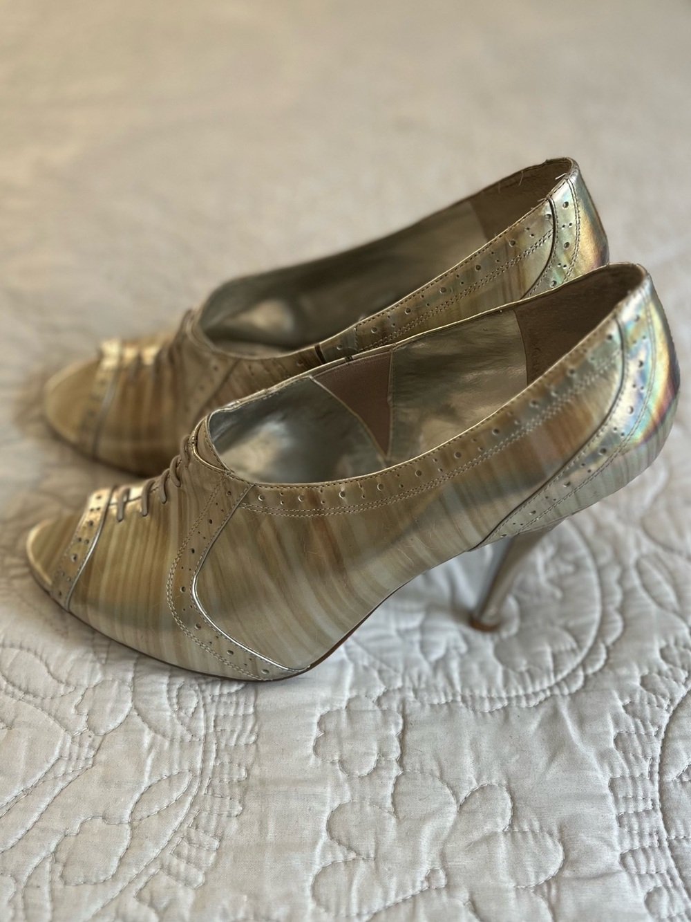 Jessica Simpson Iridescent Peep-Toe Heels